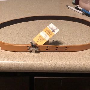 Tory Burch skinny logo belt with split keeper